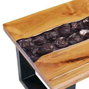 Τραπεζάκι Σαλονιού 100x50x40 εκ. Μασίφ Ξύλο Teak / Συνθ. Ρητίνη - PAKOBAZAAR