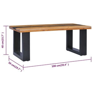 Τραπεζάκι Σαλονιού 100x50x40 εκ. Μασίφ Ξύλο Teak / Συνθ. Ρητίνη - PAKOBAZAAR
