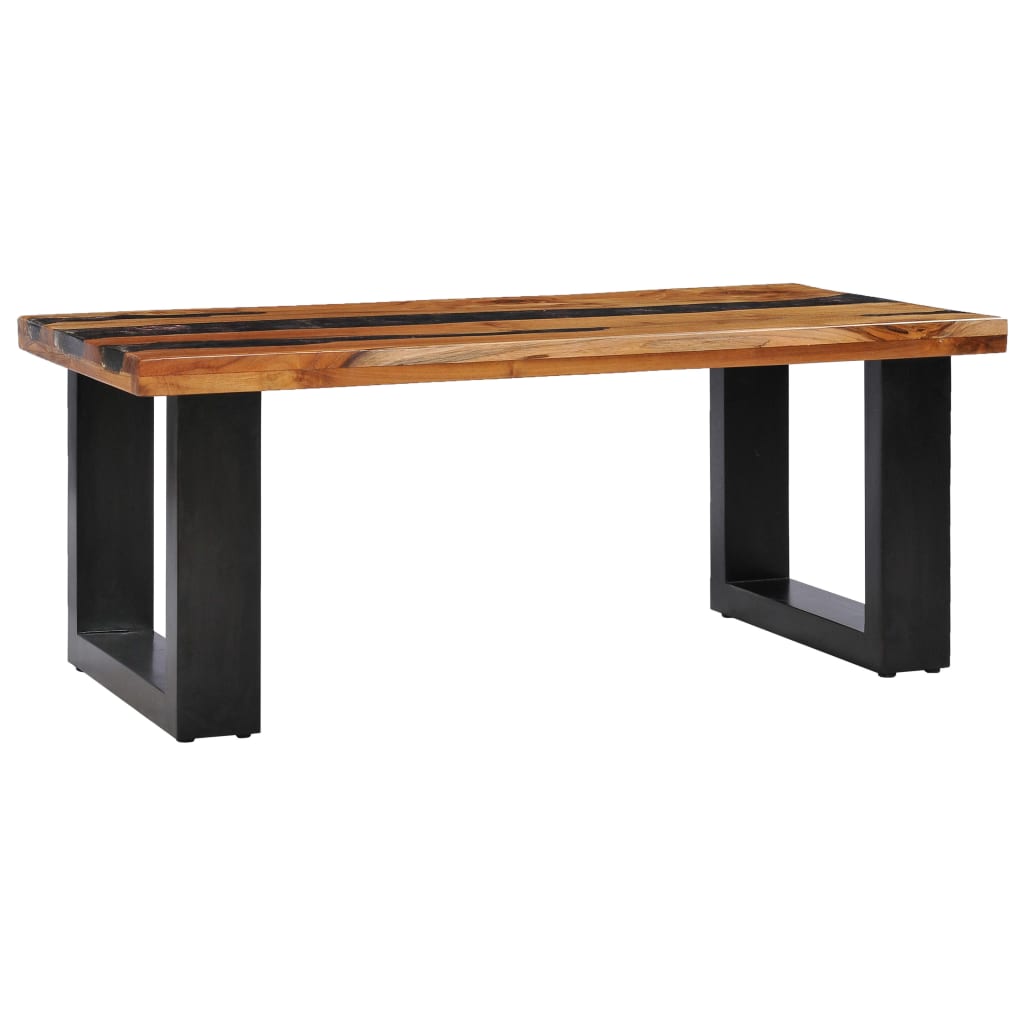 Τραπεζάκι Σαλονιού 100x50x40 εκ. Μασίφ Ξύλο Teak / Συνθ. Ρητίνη - PAKOBAZAAR