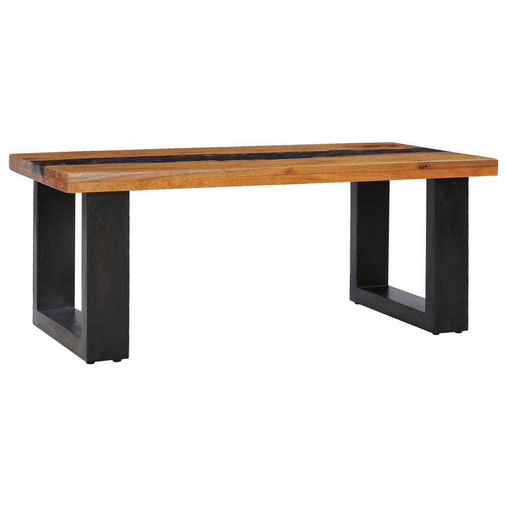 Τραπεζάκι Σαλονιού 100x50x40 εκ. Μασίφ Ξύλο Teak / Συνθ. Ρητίνη - PAKOBAZAAR