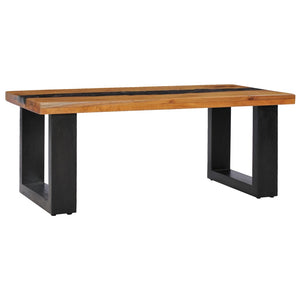 Τραπεζάκι Σαλονιού 100x50x40 εκ. Μασίφ Ξύλο Teak / Συνθ. Ρητίνη - PAKOBAZAAR
