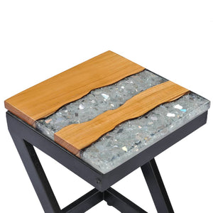 Τραπεζάκι Σαλονιού 30x30x50 εκ. Μασίφ Ξύλο Teak και Πολυρητίνη - PAKOBAZAAR