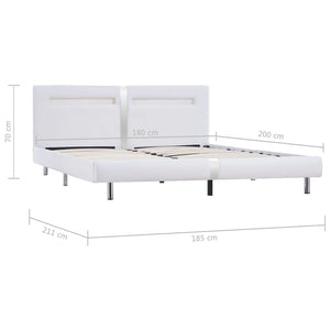 Πλαίσιο Κρεβατιού με LED Λευκό 180x200 εκ. από Συνθετικό Δέρμα - Pakobazaar