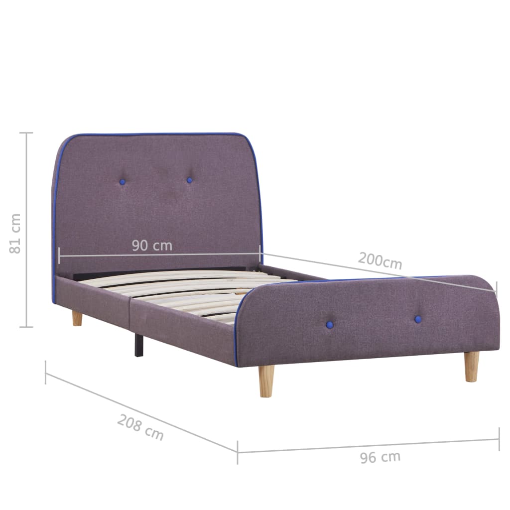 Πλαίσιο Κρεβατιού Χρώμα Taupe 90 x 200 εκ. Υφασμάτινο - PAKOBAZAAR