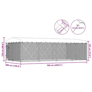 Κλουβί Σκύλου Εξωτερικού Χώρου 7,6 x 3,8 x 2,3 μ. με Στέγαστρο - PAKOBAZAAR