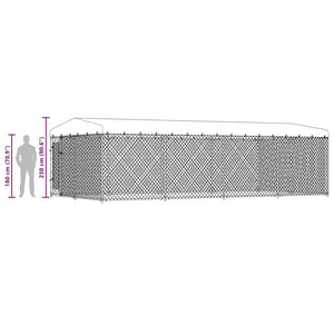 Κλουβί Σκύλου Εξωτερικού Χώρου 7,6 x 3,8 x 2,3 μ. με Στέγαστρο - PAKOBAZAAR