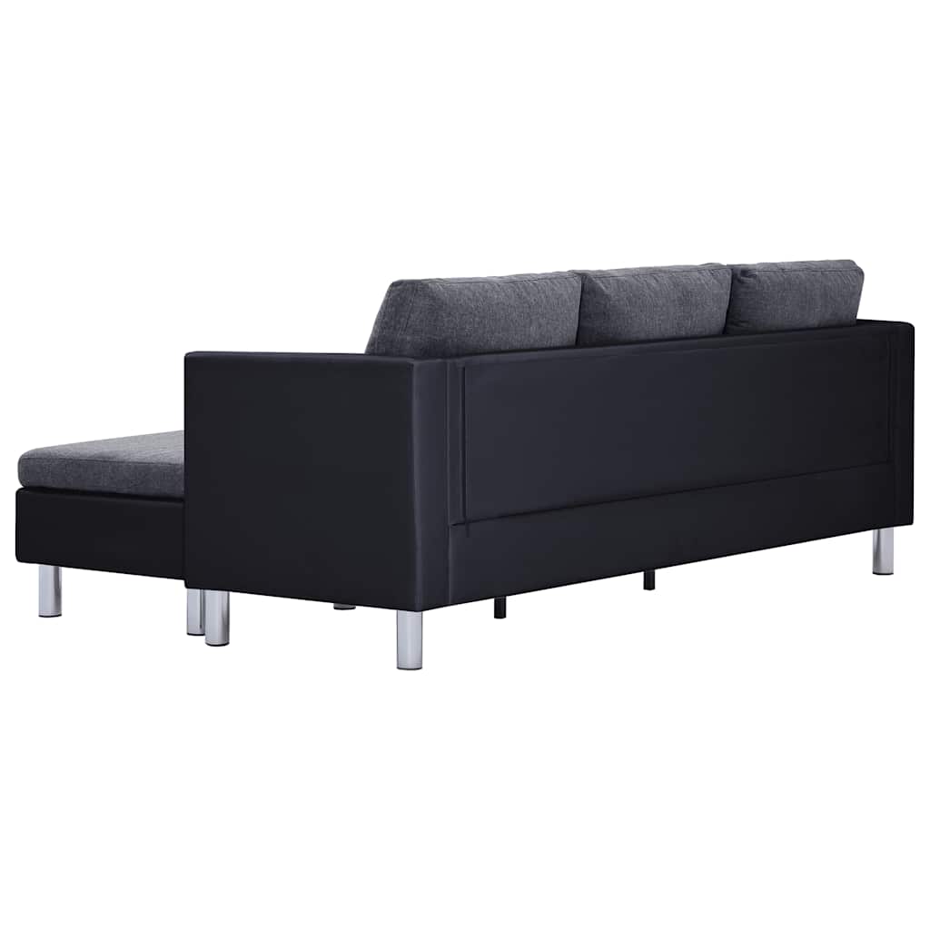 282205  3-Seater Sofa with Cushions Black Faux Leather