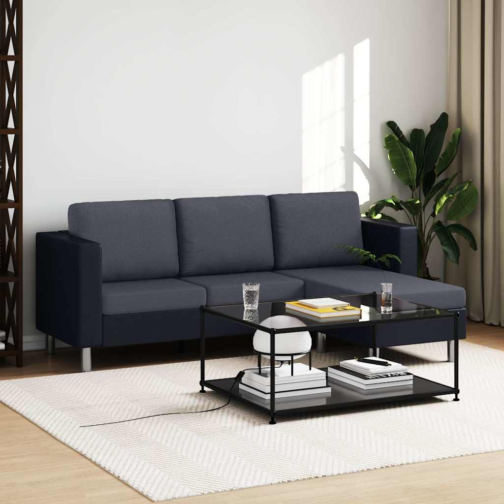 282205  3-Seater Sofa with Cushions Black Faux Leather