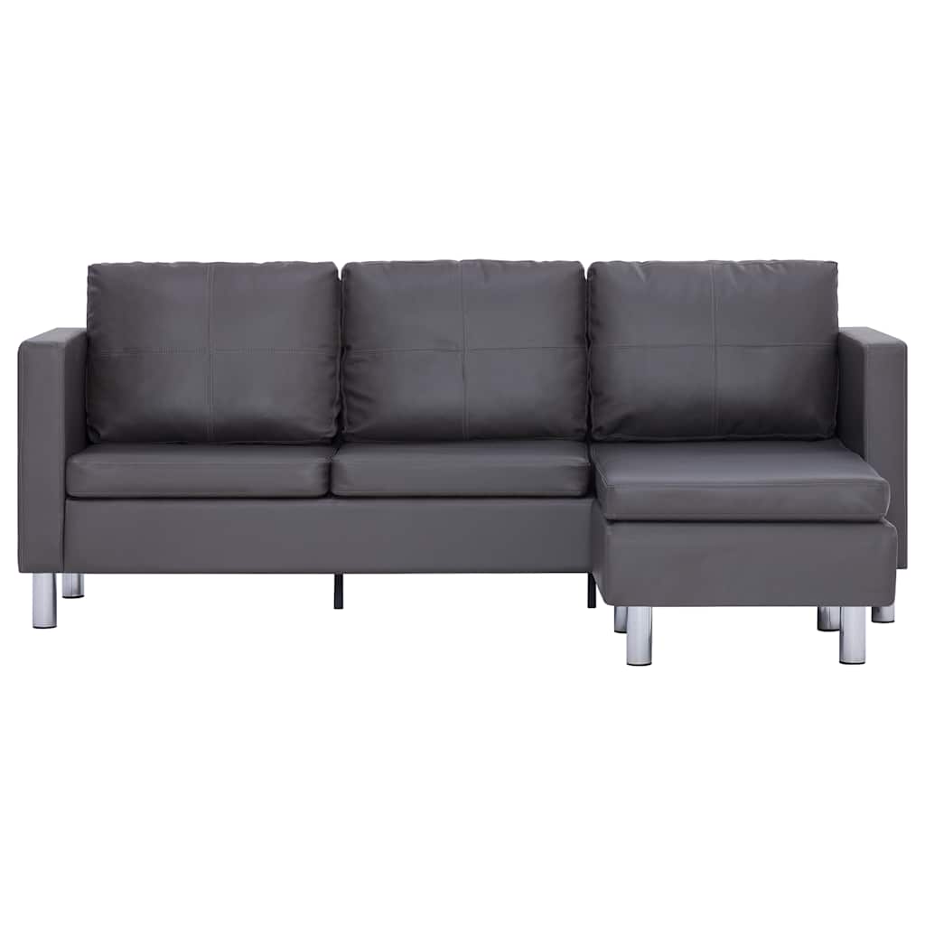 282206  3-Seater Sofa with Cushions Grey Faux Leather