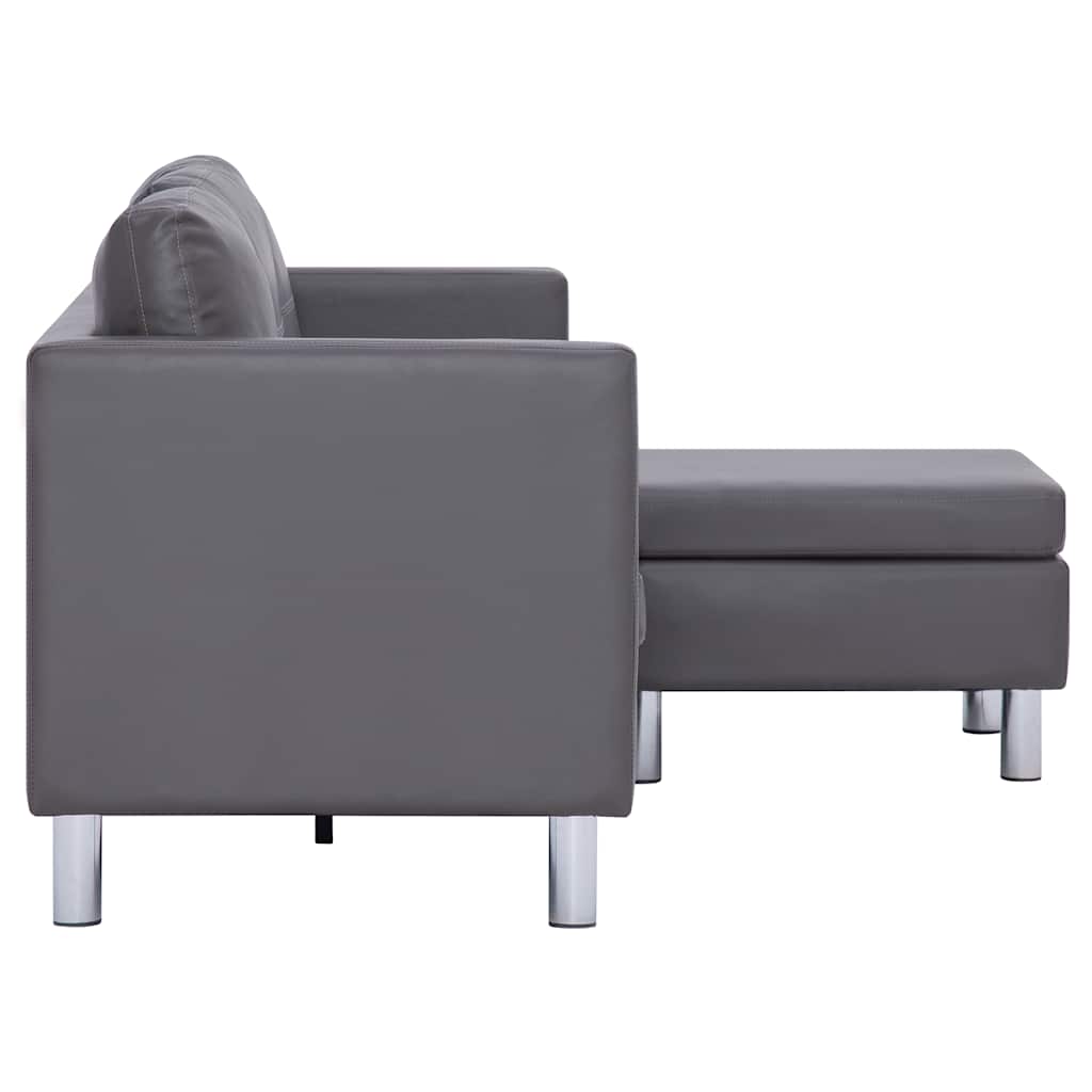 282206  3-Seater Sofa with Cushions Grey Faux Leather