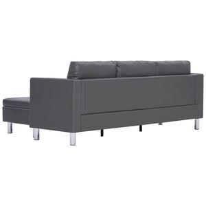 282206  3-Seater Sofa with Cushions Grey Faux Leather