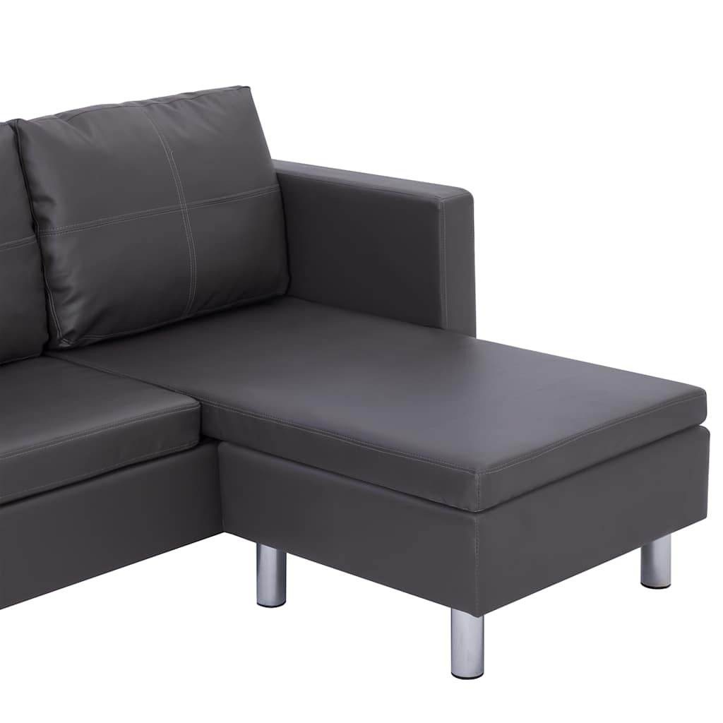 282206  3-Seater Sofa with Cushions Grey Faux Leather