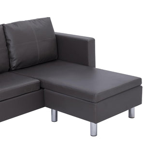 282206  3-Seater Sofa with Cushions Grey Faux Leather