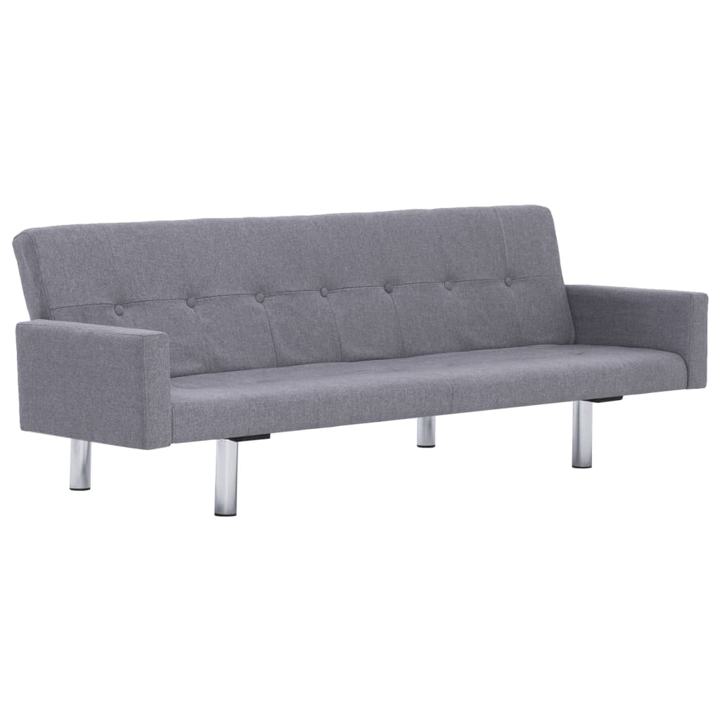 282217  Sofa Bed with Armrest Light Grey Polyester