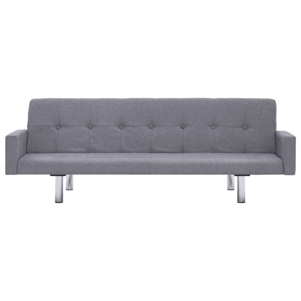 282217  Sofa Bed with Armrest Light Grey Polyester