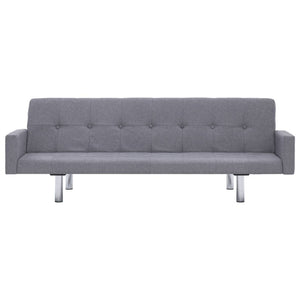 282217  Sofa Bed with Armrest Light Grey Polyester