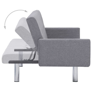 282217  Sofa Bed with Armrest Light Grey Polyester