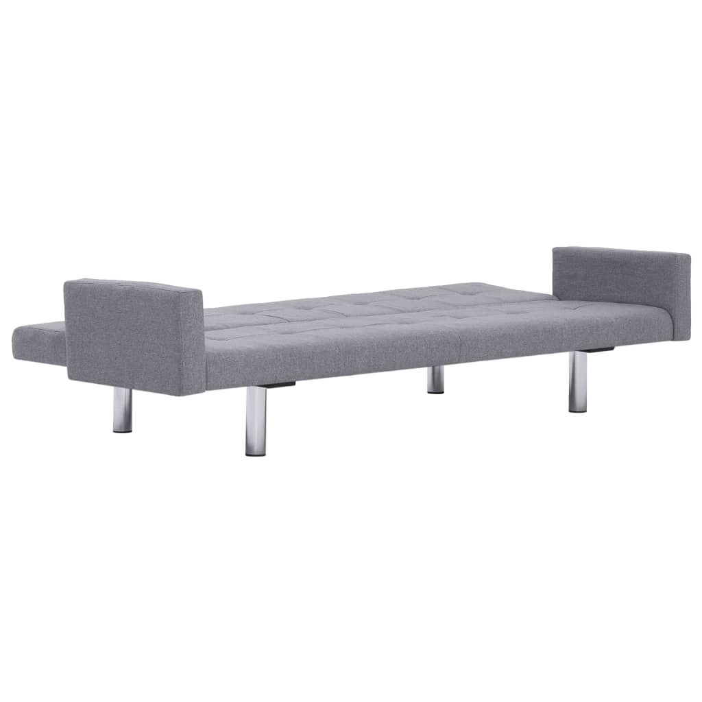 282217  Sofa Bed with Armrest Light Grey Polyester