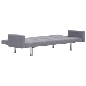 282217  Sofa Bed with Armrest Light Grey Polyester
