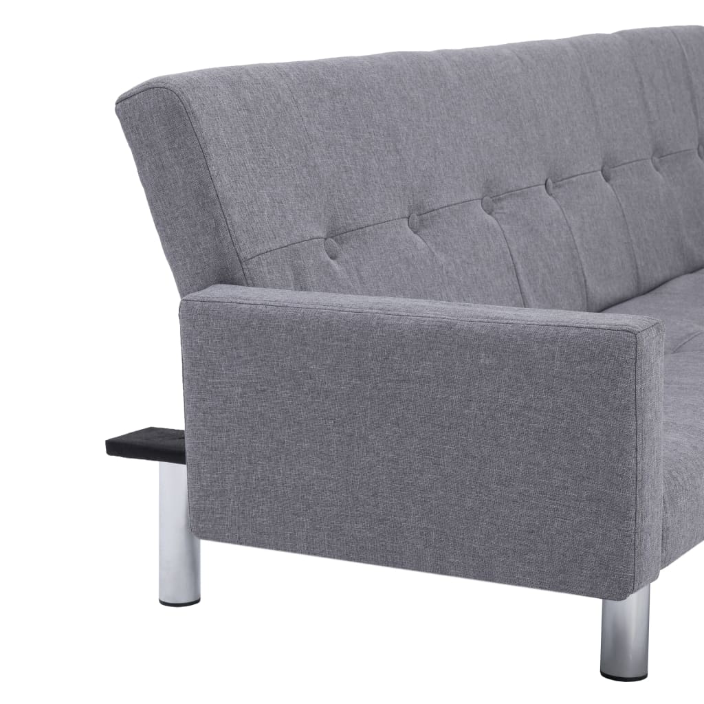282217  Sofa Bed with Armrest Light Grey Polyester