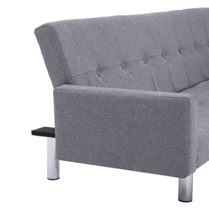 282217  Sofa Bed with Armrest Light Grey Polyester