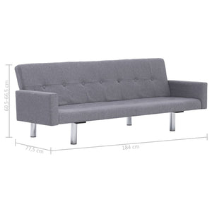 282217  Sofa Bed with Armrest Light Grey Polyester