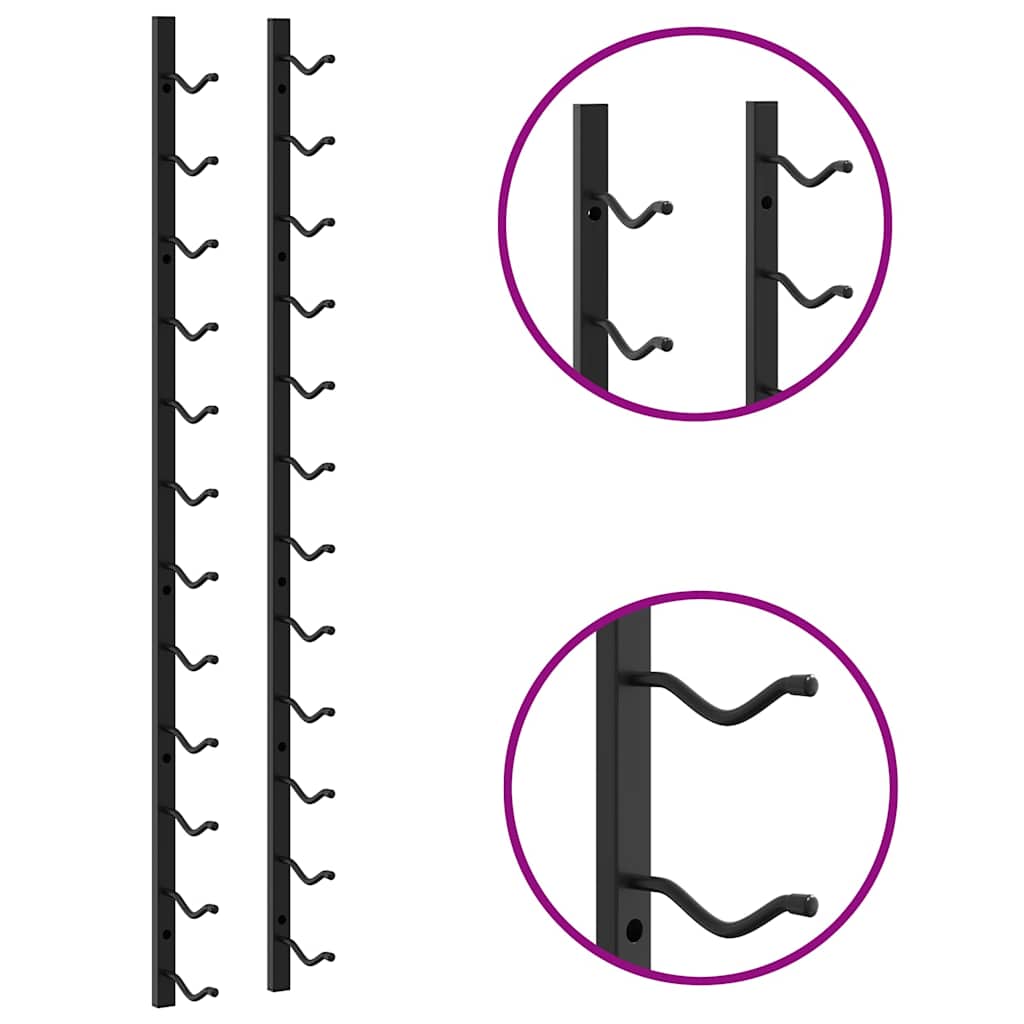 Βάσεις Κρασιών Τοίχου 2 τεμ. για 12 Φιάλες Μαύρες Σιδερένιες - PAKOBAZAAR