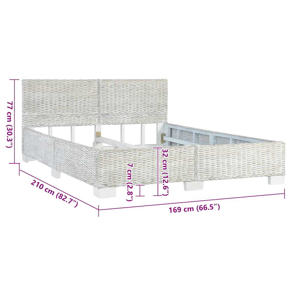 Πλαίσιο Κρεβατιού Γκρι 160 x 200 εκ. από Φυσικό Ρατάν - Pakobazaar