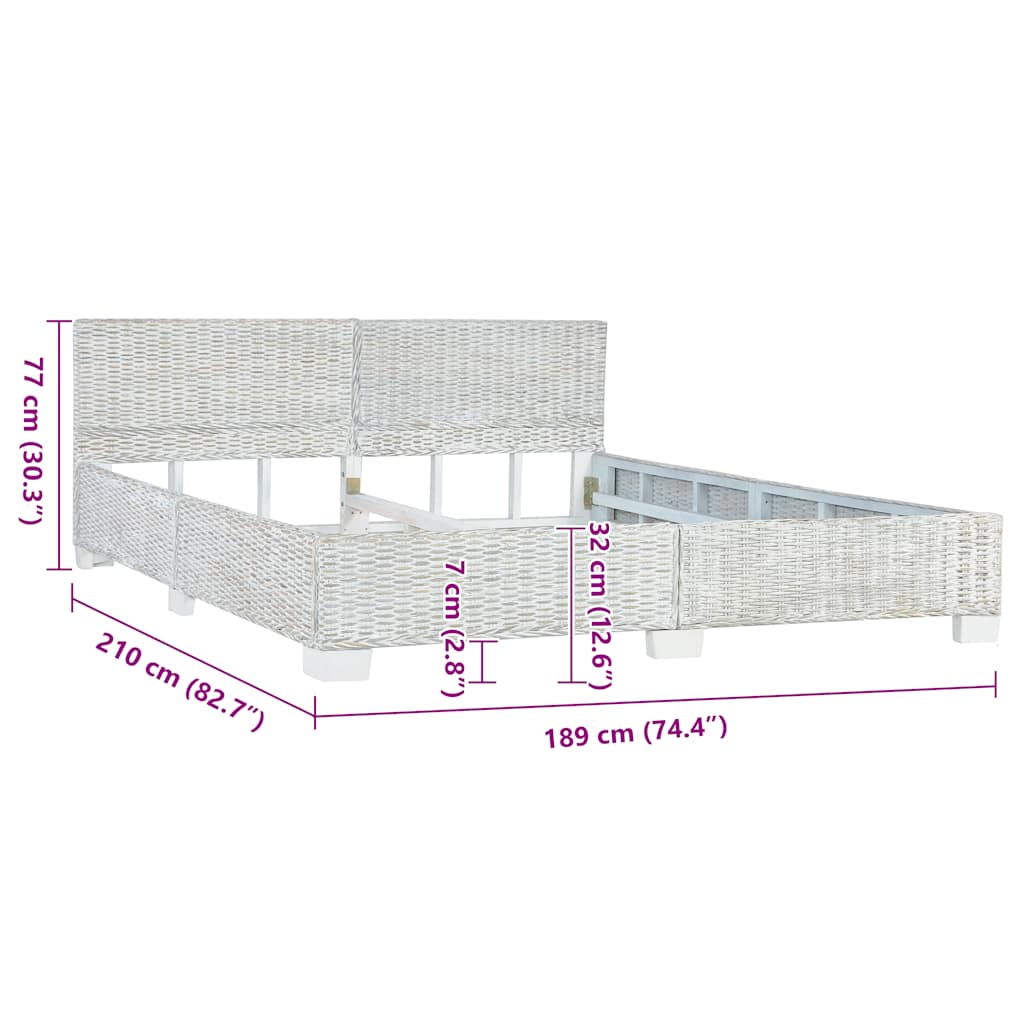 Πλαίσιο Κρεβατιού Γκρι 180 x 200 εκ. από Φυσικό Ρατάν - PAKOBAZAAR