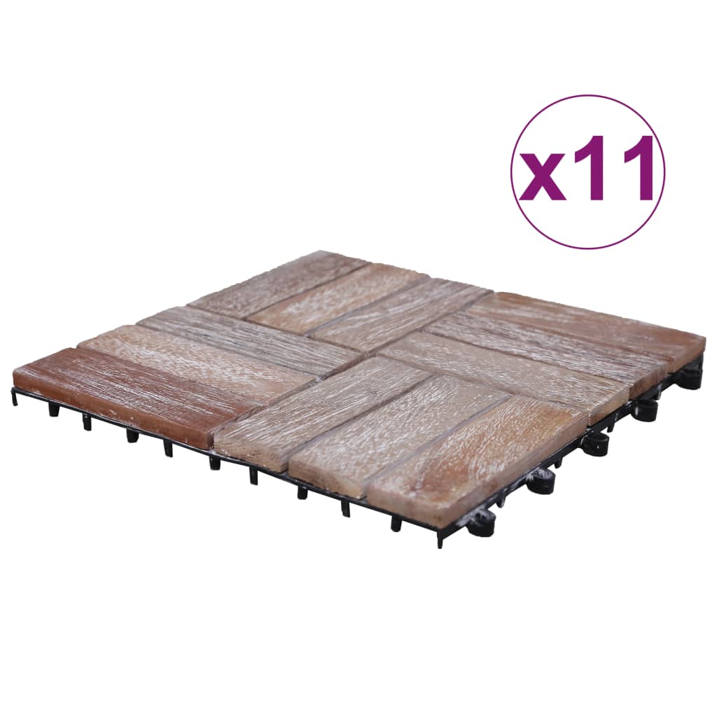 Πλακάκια Deck 11 τεμ. 30 x 30 εκ. Μασίφ Ανακυκλωμένο Ξύλο