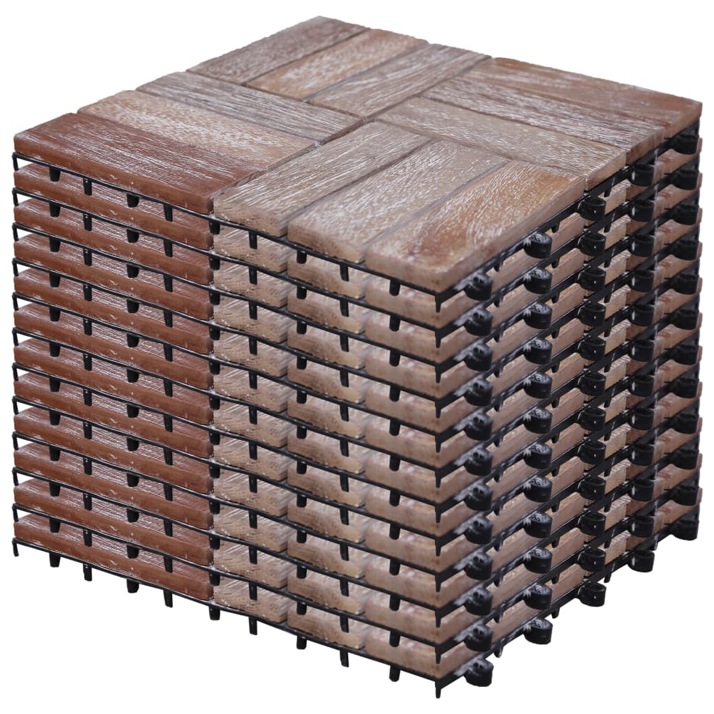 Πλακάκια Deck 11 τεμ. 30 x 30 εκ. Μασίφ Ανακυκλωμένο Ξύλο