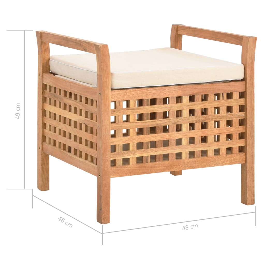 Πάγκος με Αποθηκευτικό Χώρο 49 x 48 x 49 εκ Μασίφ Ξύλο Καρυδιάς - PAKOBAZAAR