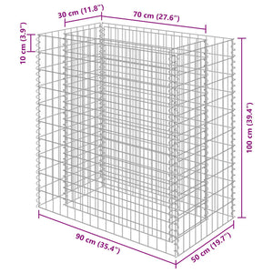 Συρματοκιβώτιο-Γλάστρα Υπερυψωμένη 90x50x100 εκ. Γαλβ. Χάλυβας - PAKOBAZAAR