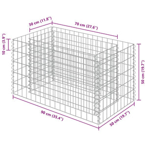 Συρματοκιβώτιο-Γλάστρα Υπερυψωμένη 90x50x50 εκ. Γαλβ. Χάλυβας - PAKOBAZAAR