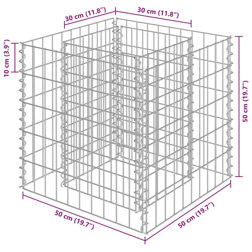 Συρματοκιβώτιο-Γλάστρα Υπερυψωμένη 50x50x50 εκ. Γαλβ. Χάλυβας - PAKOBAZAAR