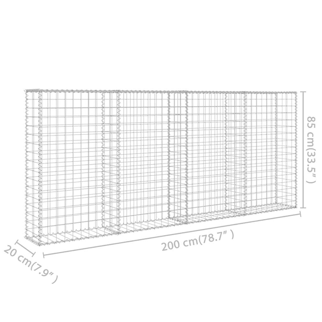 Συρματοκιβώτιο Τοίχος 200x20x85 εκ. Γαλβαν. Ατσάλι + Καλύμματα - PAKOBAZAAR