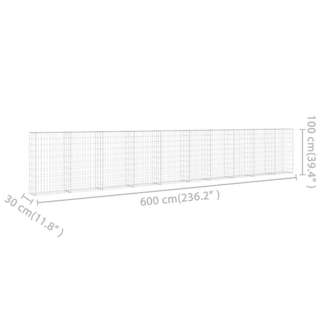 Συρματοκιβώτιο Τοίχος 600x30x100 εκ. Γαλβαν.Χάλυβας + Καλύμματα - PAKOBAZAAR