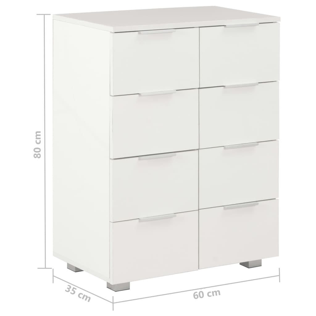 Μπουφές Ψηλός Γυαλιστερός Λευκός 60x35x80 εκ. Επεξ. Ξύλο - PAKOBAZAAR