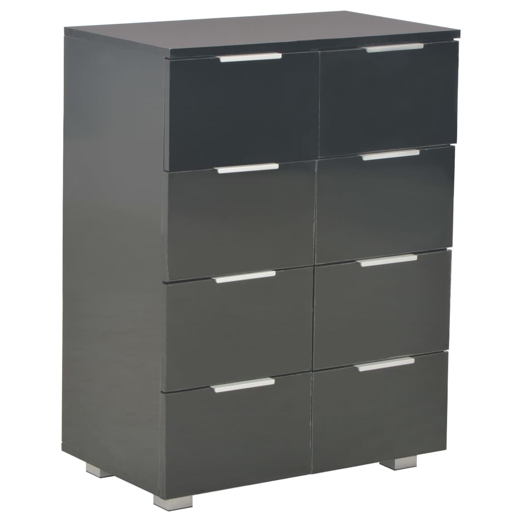 Μπουφές Ψηλός Γυαλιστερός Μαύρος 60x35x80εκ. Επεξεργασμένο Ξύλο - PAKOBAZAAR
