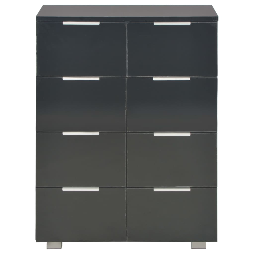 Μπουφές Ψηλός Γυαλιστερός Μαύρος 60x35x80εκ. Επεξεργασμένο Ξύλο - PAKOBAZAAR