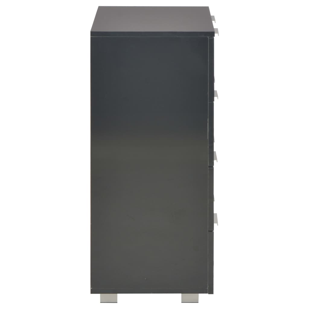 Μπουφές Ψηλός Γυαλιστερός Μαύρος 60x35x80εκ. Επεξεργασμένο Ξύλο - PAKOBAZAAR