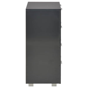 Μπουφές Ψηλός Γυαλιστερός Μαύρος 60x35x80εκ. Επεξεργασμένο Ξύλο