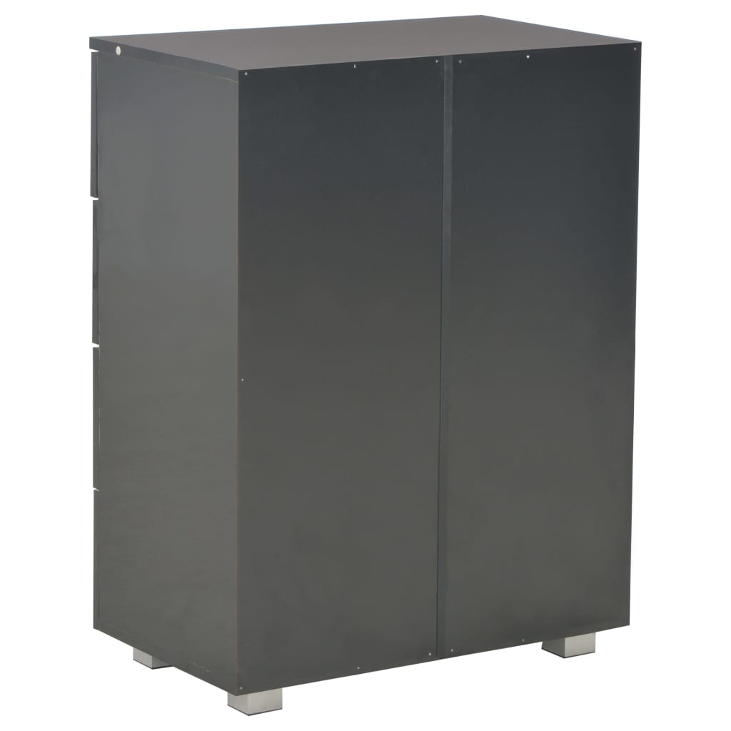 Μπουφές Ψηλός Γυαλιστερός Μαύρος 60x35x80εκ. Επεξεργασμένο Ξύλο - PAKOBAZAAR