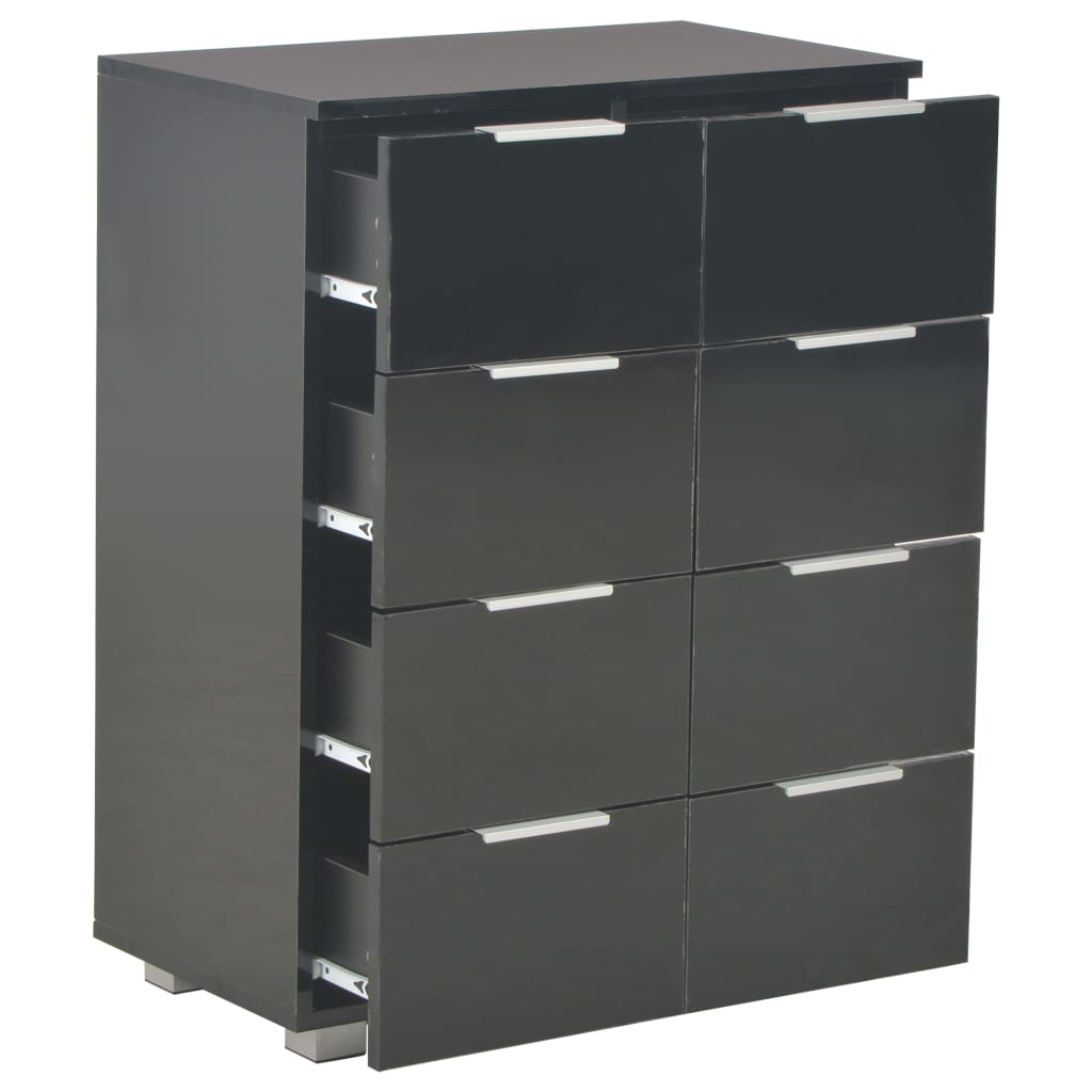 Μπουφές Ψηλός Γυαλιστερός Μαύρος 60x35x80εκ. Επεξεργασμένο Ξύλο - PAKOBAZAAR