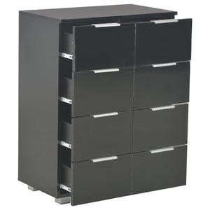 Μπουφές Ψηλός Γυαλιστερός Μαύρος 60x35x80εκ. Επεξεργασμένο Ξύλο
