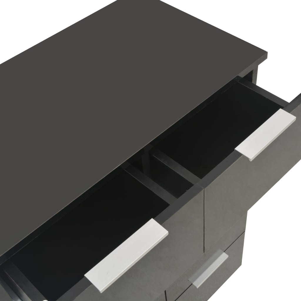 Μπουφές Ψηλός Γυαλιστερός Μαύρος 60x35x80εκ. Επεξεργασμένο Ξύλο - PAKOBAZAAR