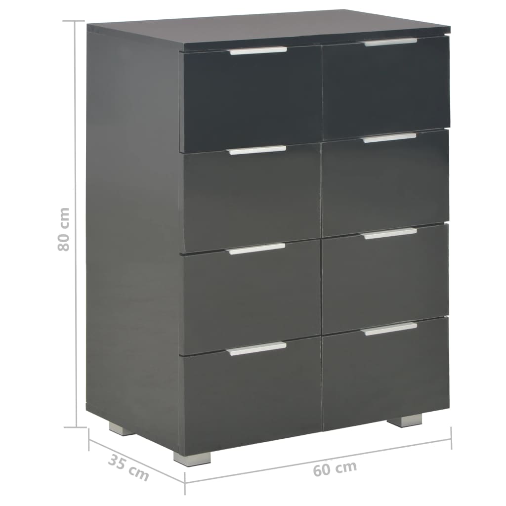Μπουφές Ψηλός Γυαλιστερός Μαύρος 60x35x80εκ. Επεξεργασμένο Ξύλο - PAKOBAZAAR