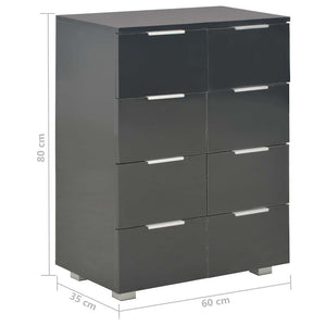 Μπουφές Ψηλός Γυαλιστερός Μαύρος 60x35x80εκ. Επεξεργασμένο Ξύλο