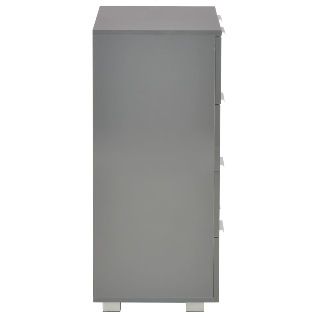 Μπουφές Ψηλός Γυαλιστερός Γκρι 60x35x80 εκ. Επεξ. Ξύλο - PAKOBAZAAR