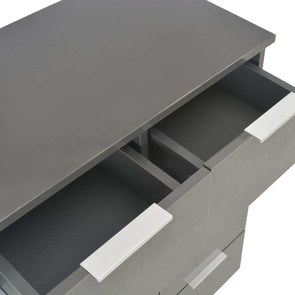 Μπουφές Ψηλός Γυαλιστερός Γκρι 60x35x80 εκ. Επεξ. Ξύλο - PAKOBAZAAR